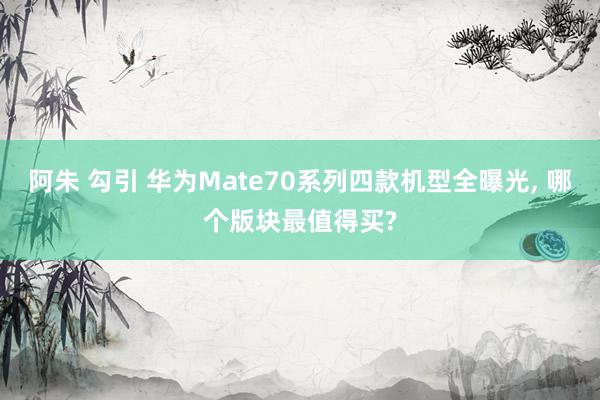 阿朱 勾引 华为Mate70系列四款机型全曝光, 哪个版块最值得买?